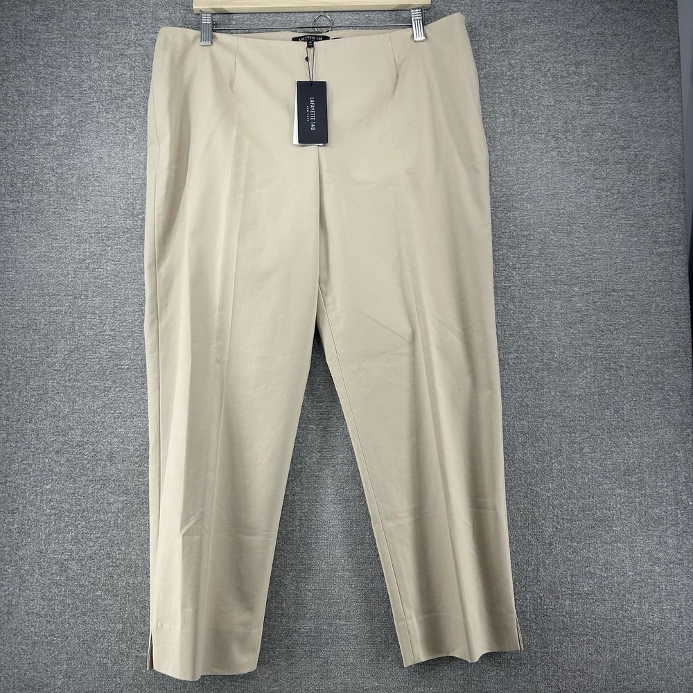 Lafayette 148 Lexington Dress Pants Women Size 14 Khaki Office NEW $278